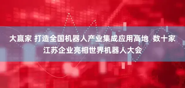 大赢家 打造全国机器人产业集成应用高地  数十家江苏企业亮相世界机器人大会